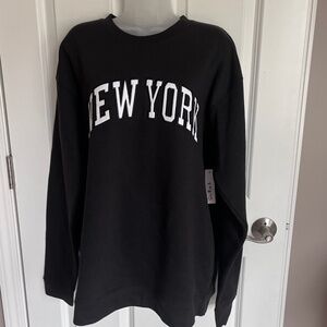 NWT NEW YORK sweatshirt black with white lettering, adult size L